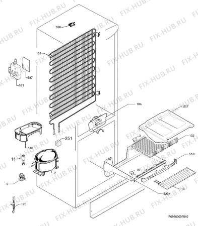 Взрыв-схема холодильника Zanussi Electrolux ZX97/5S - Схема узла Cooling system 017